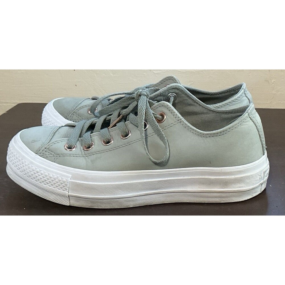 Converse All Star Platform leather sneakers In Light Green Women’s 8